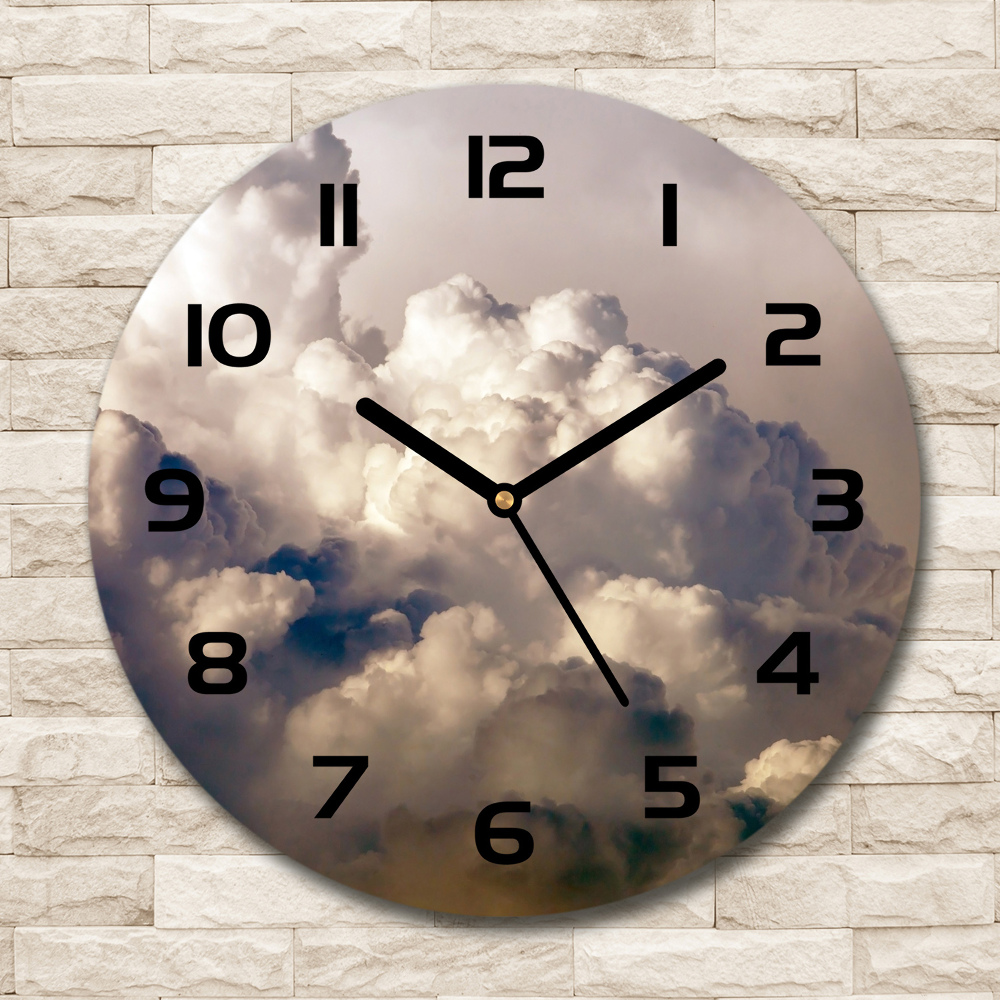 Horloge en verre ronde Nuages dans le ciel