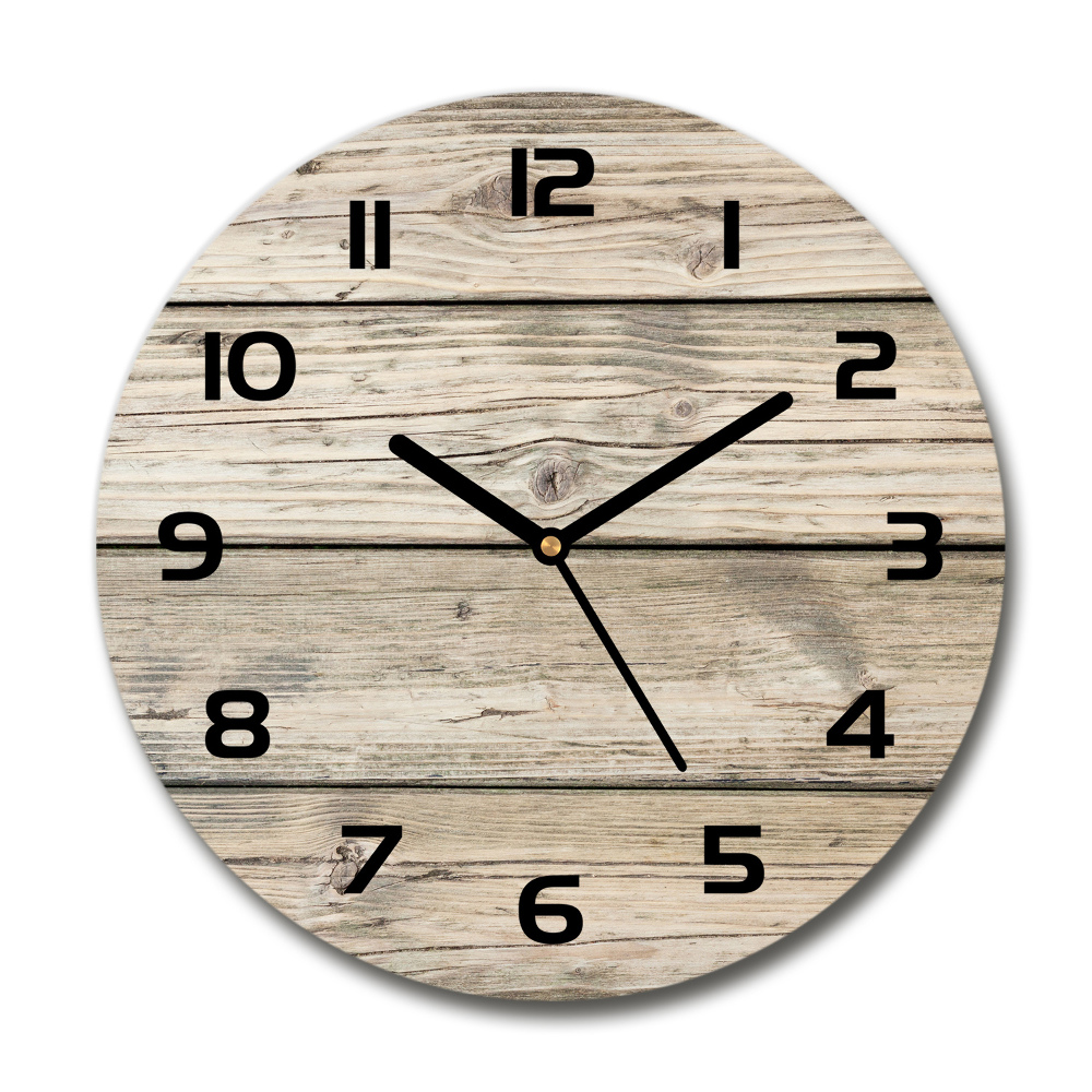 Horloge en verre ronde Fond en bois