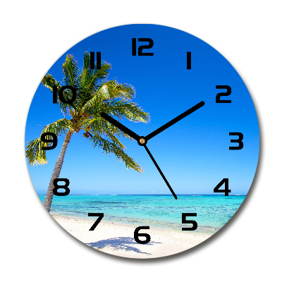 Horloge ronde en verre Plage tropicale