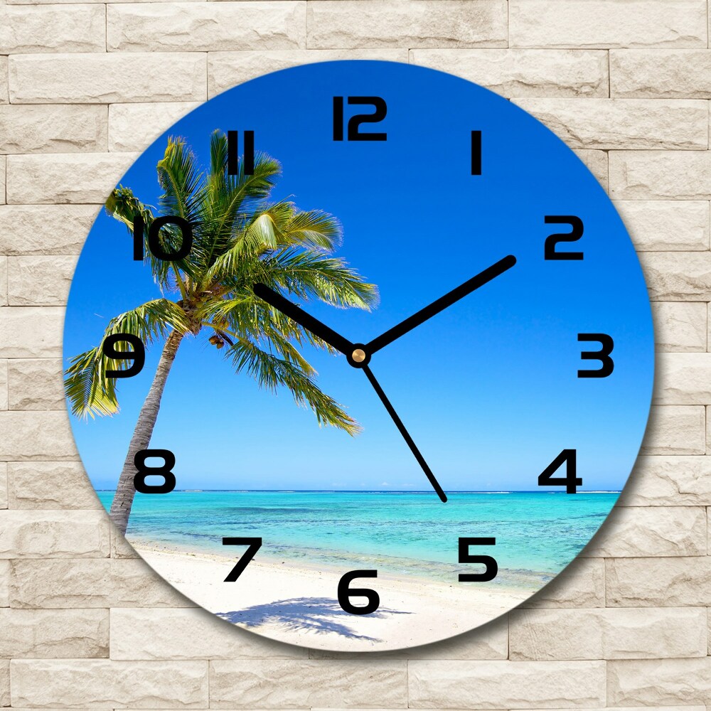 Horloge ronde en verre Plage tropicale