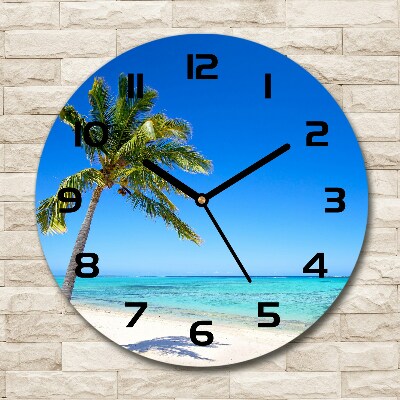 Horloge ronde en verre Plage tropicale