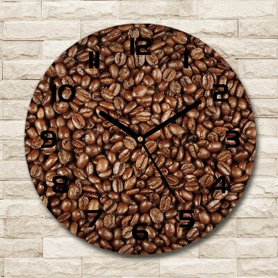 Horloge ronde en verre Grains de café