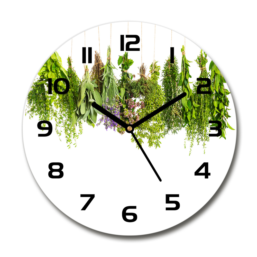 Horloge ronde murale Herbes sur une ficelle