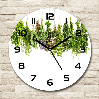 Horloge ronde murale Herbes sur une ficelle