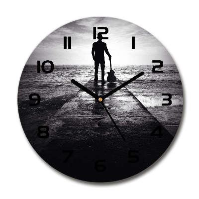 Horloge ronde murale Guitariste sur une jetée