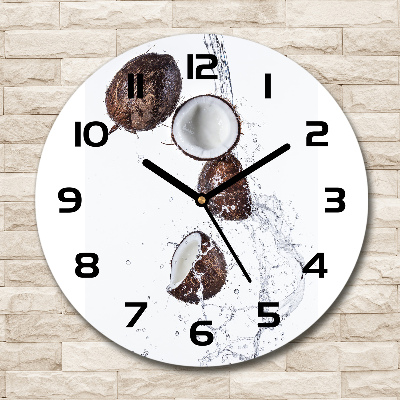 Horloge ronde murale Noix de coco avec de l'eau