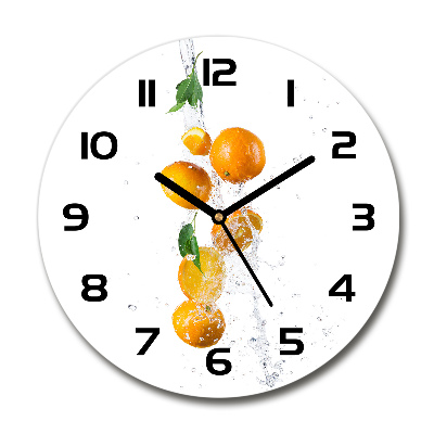 Horloge en verre ronde Oranges et eau