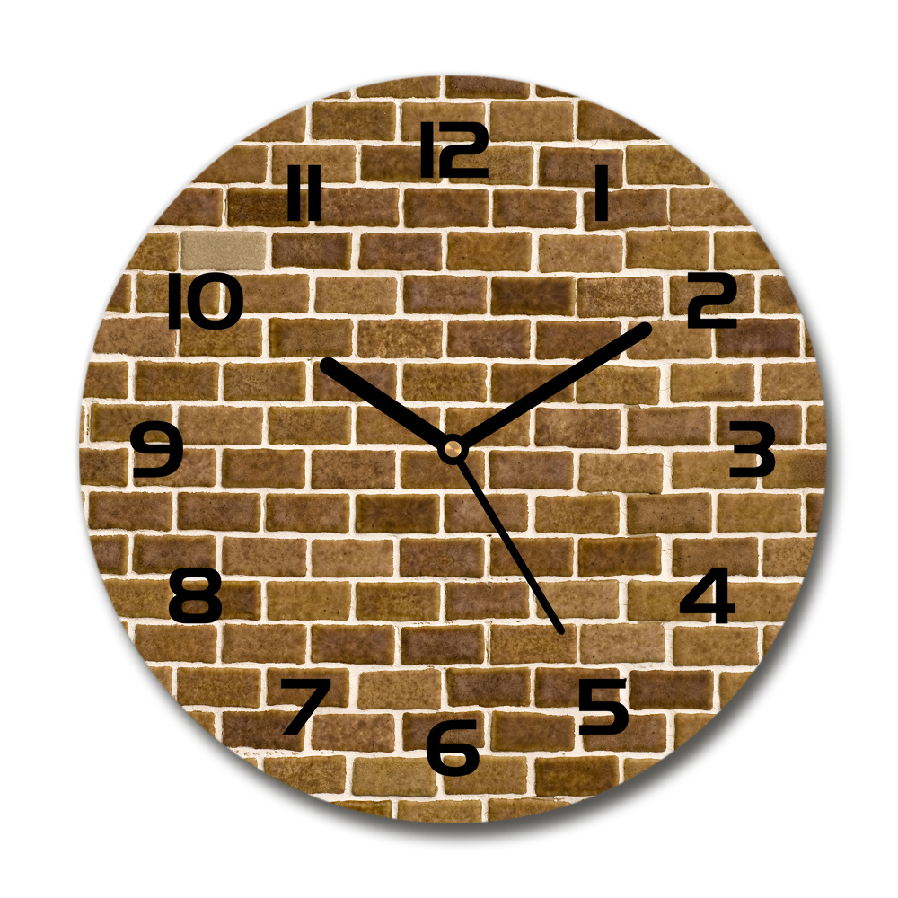 Horloge ronde Mur de briques marron