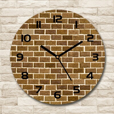 Horloge ronde Mur de briques marron