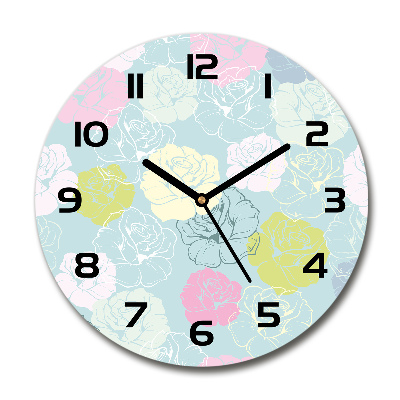 Horloge en verre ronde Roses