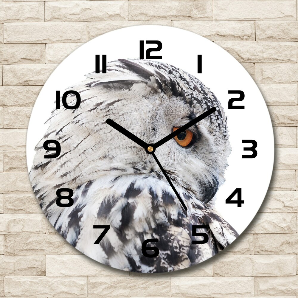 Horloge ronde murale Hibou blanc