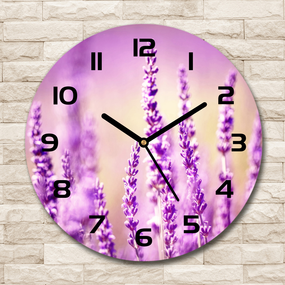 Horloge en verre ronde Lavande violette