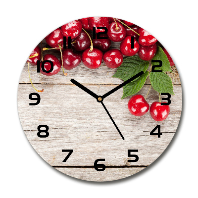 Pendule murale ronde Cerises sur bois