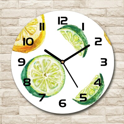 Horloge ronde murale Citron et citron vert