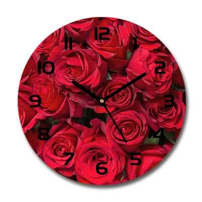 Horloge ronde murale Roses rouges