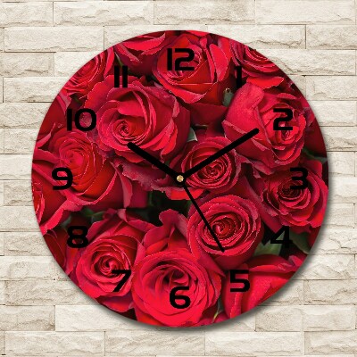 Horloge ronde murale Roses rouges