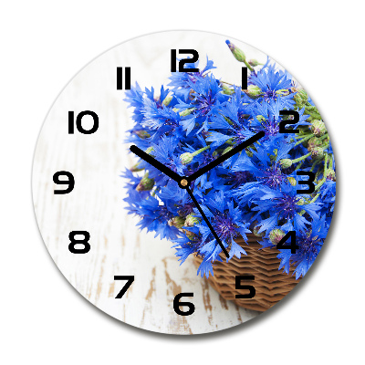 Horloge ronde murale Bleuets dans un panier