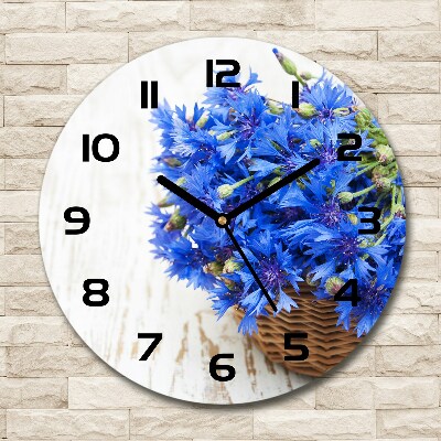 Horloge ronde murale Bleuets dans un panier