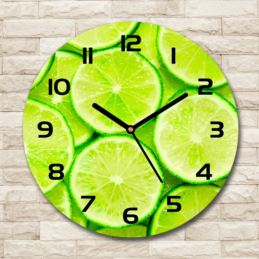 Horloge en verre ronde Motif citron vert