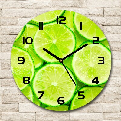 Horloge en verre ronde Motif citron vert