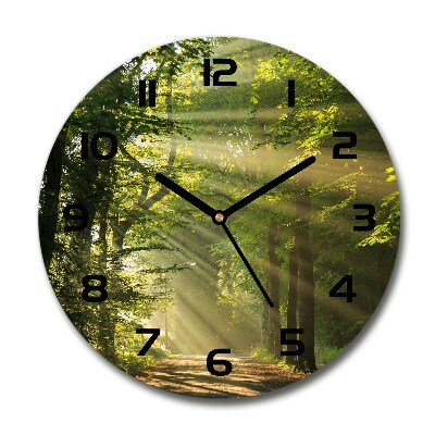 Horloge ronde murale Forêt au soleil