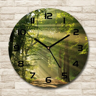 Horloge ronde murale Forêt au soleil