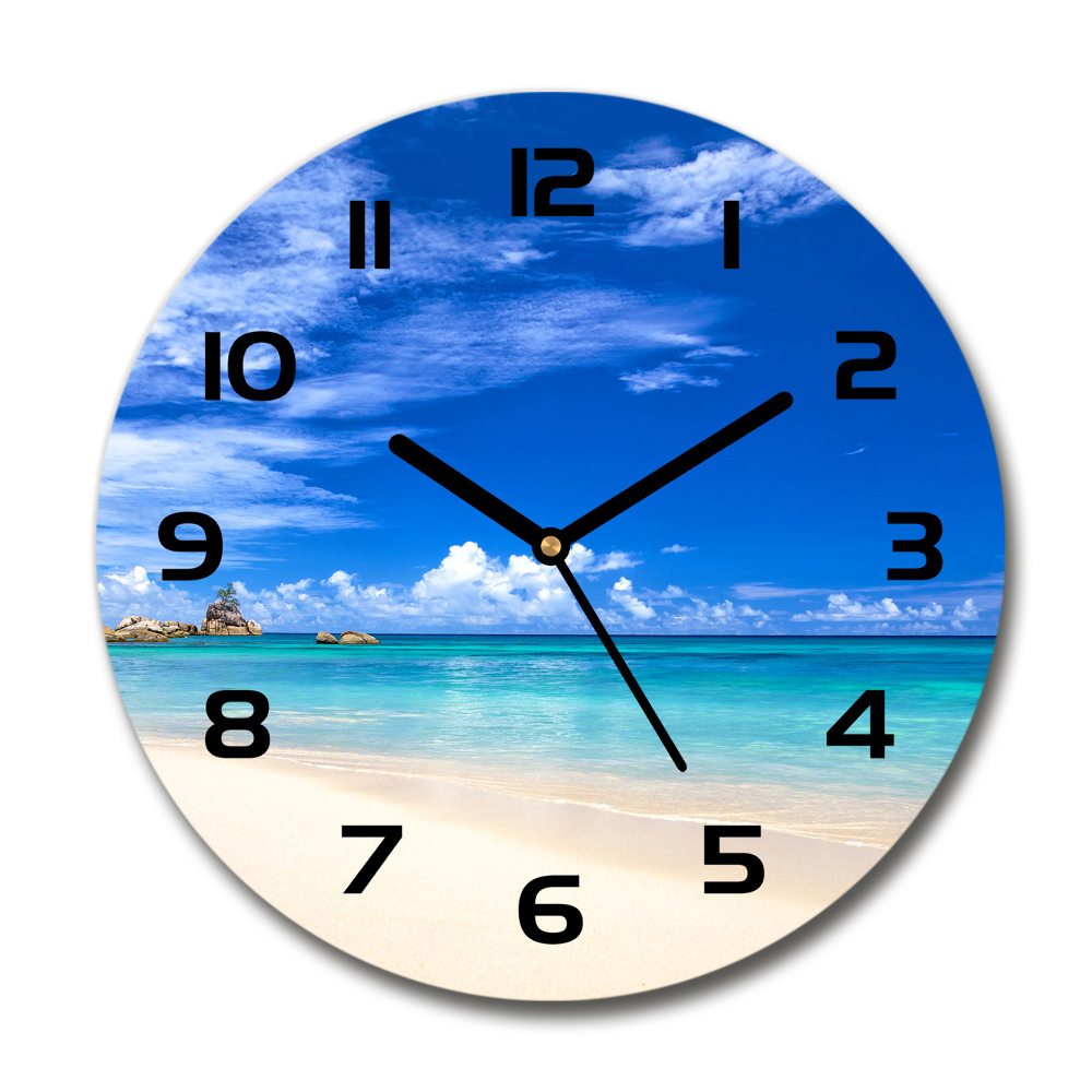 Horloge ronde murale Plage tropicale eau bleue