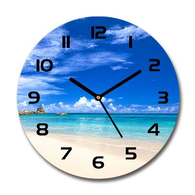 Horloge ronde murale Plage tropicale eau bleue