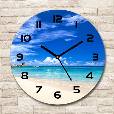 Horloge ronde murale Plage tropicale eau bleue