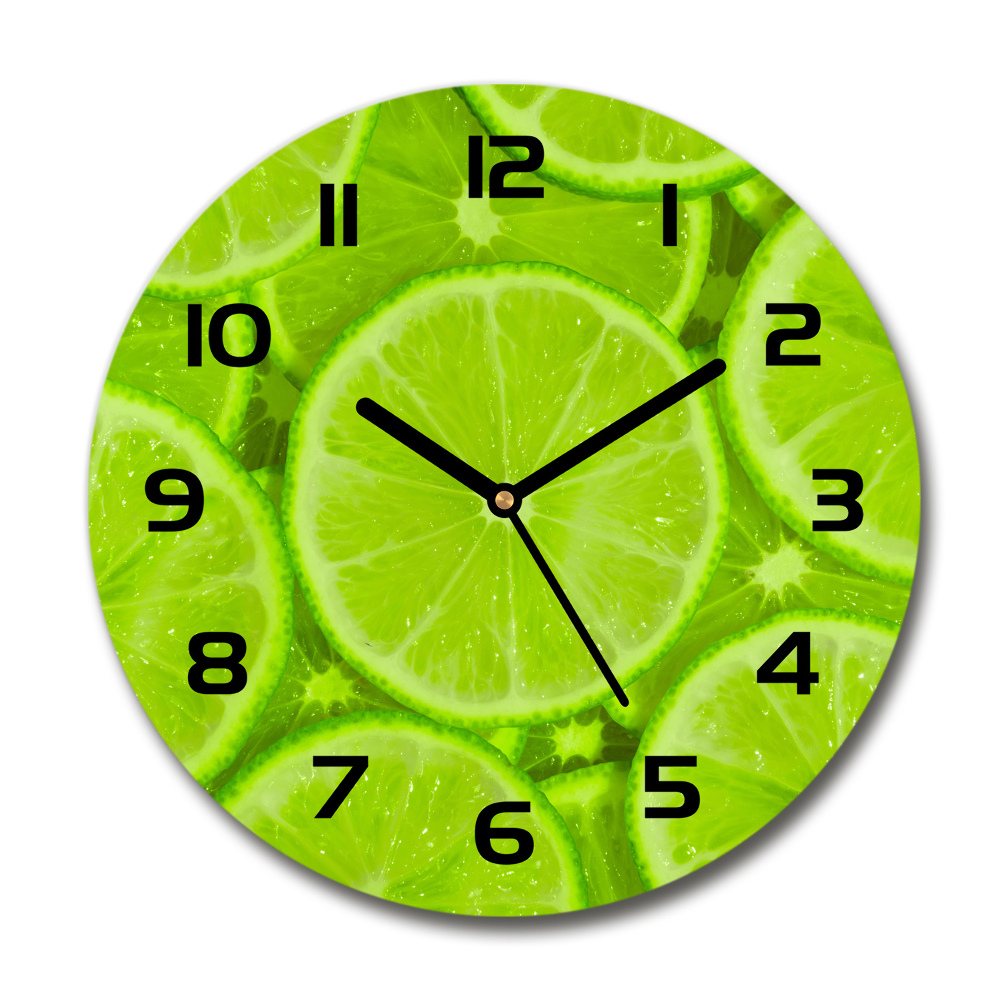 Horloge en verre ronde Citrons verts