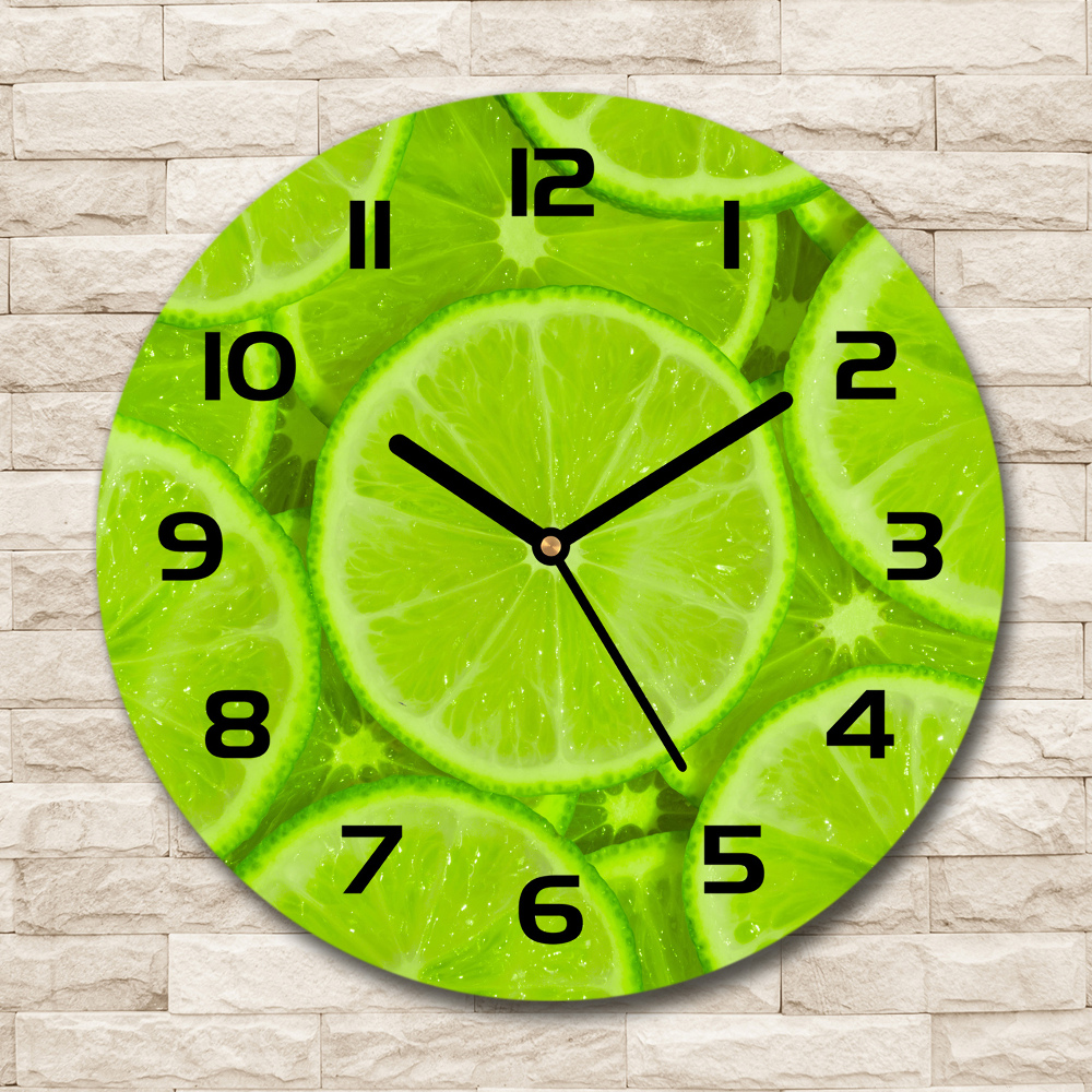 Horloge en verre ronde Citrons verts