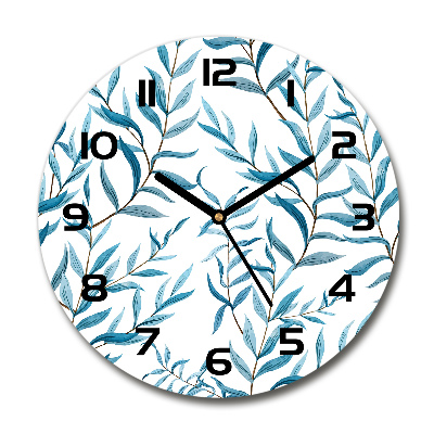 Horloge en verre ronde Feuilles