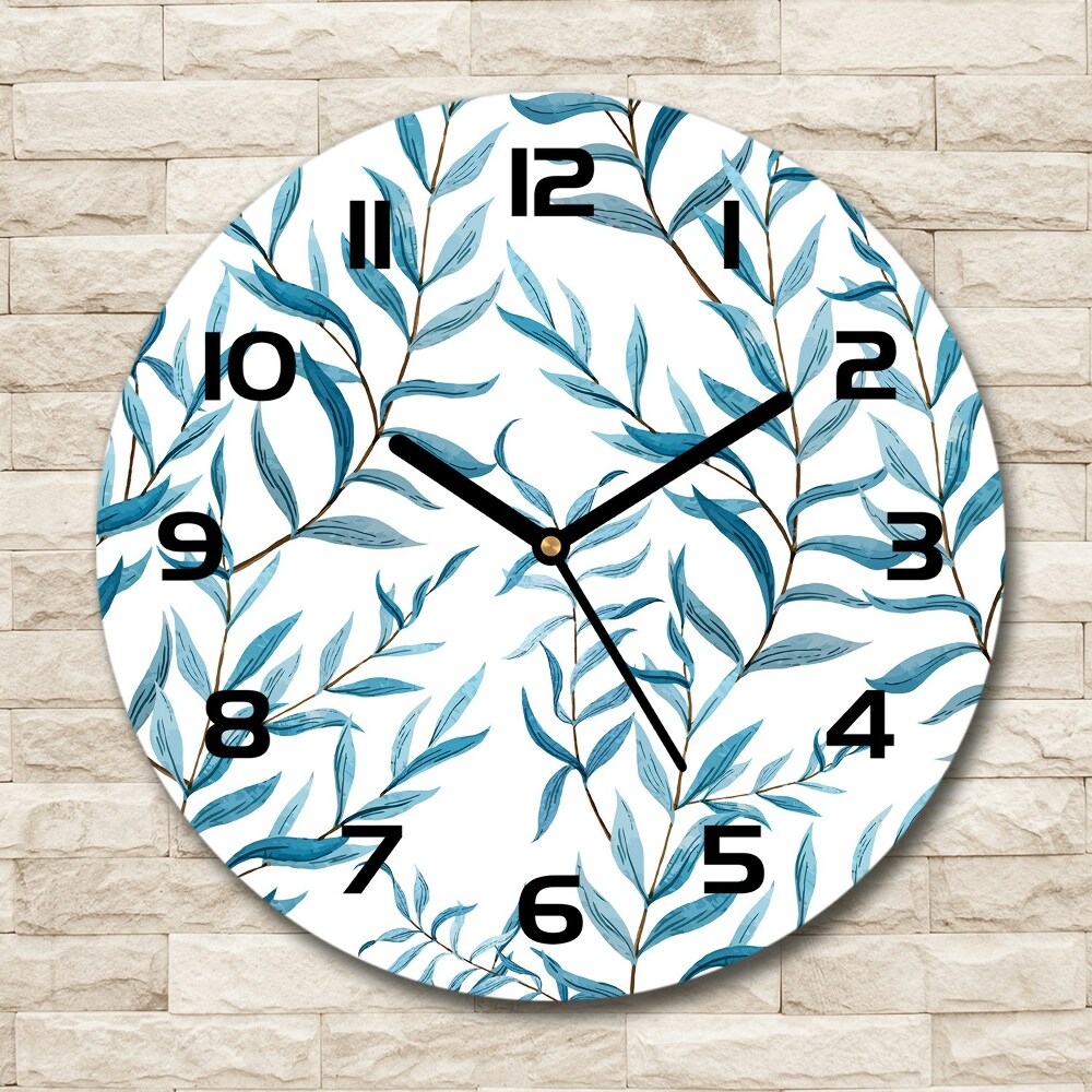 Horloge en verre ronde Feuilles