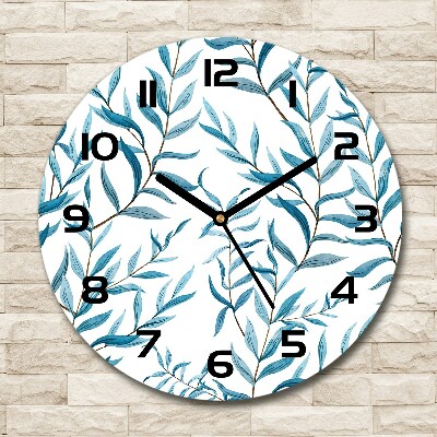 Horloge en verre ronde Feuilles