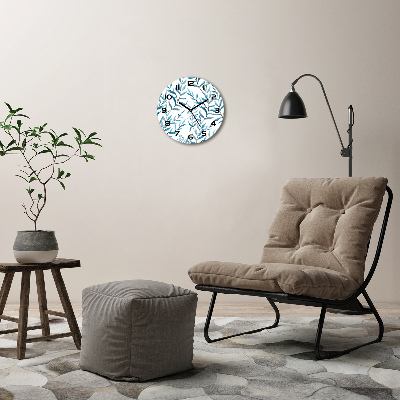 Horloge en verre ronde Feuilles