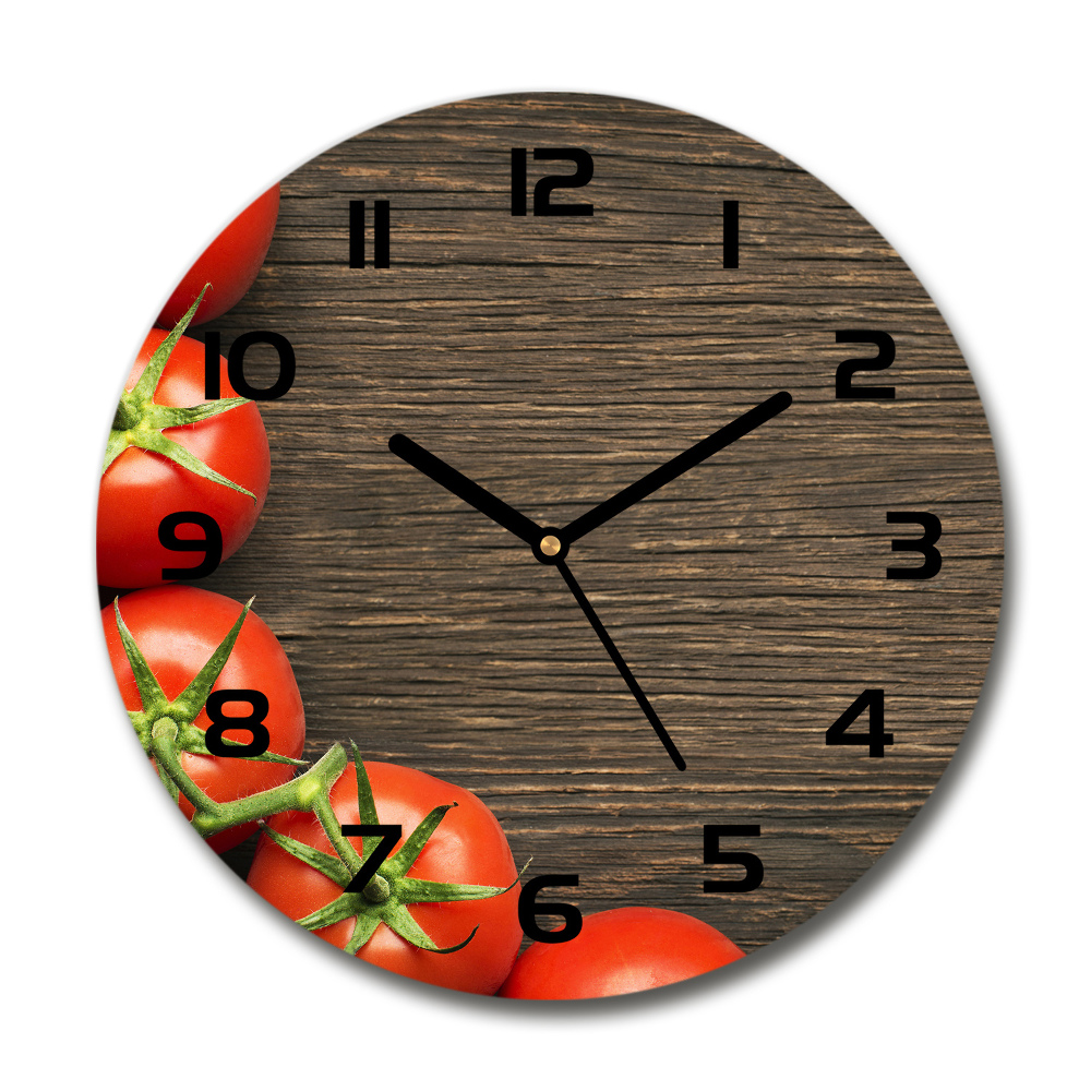 Pendule murale ronde Tomates sur bois