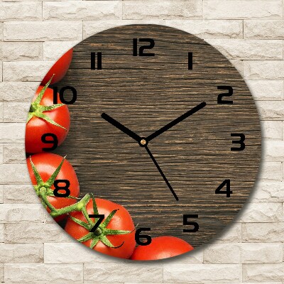 Pendule murale ronde Tomates sur bois