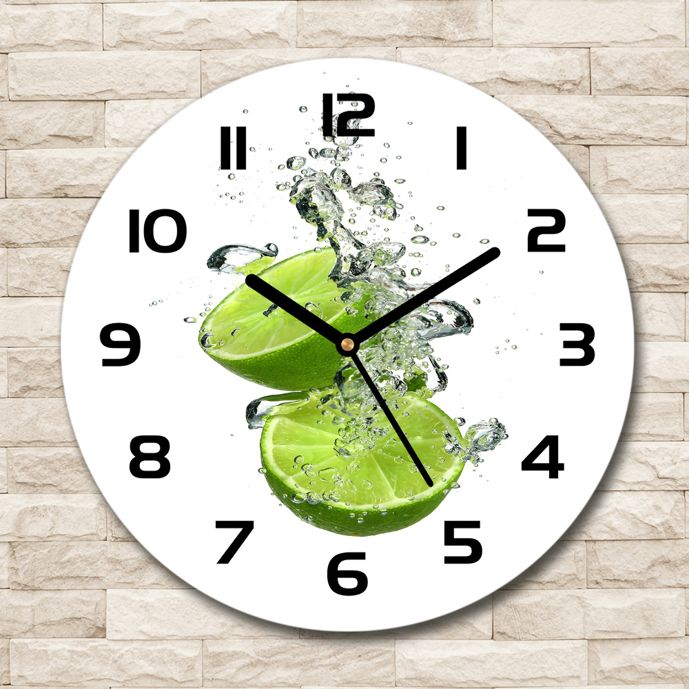 Horloge ronde murale Citron vert sous l'eau