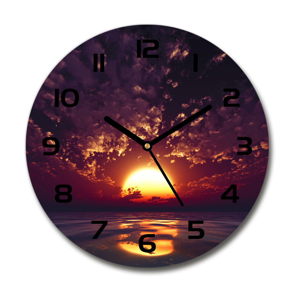 Horloge en verre ronde Coucher de soleil