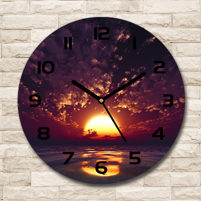 Horloge en verre ronde Coucher de soleil