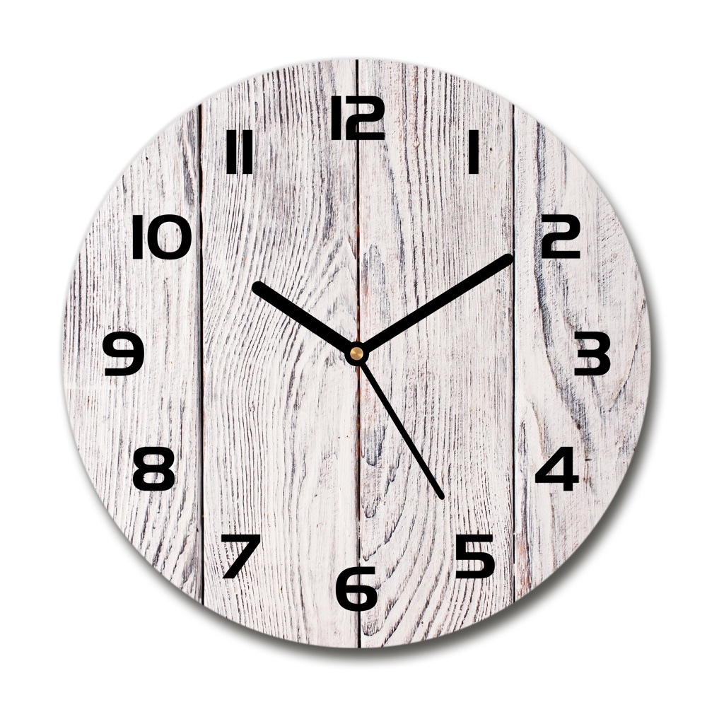 Horloge ronde en verre Mur en bois