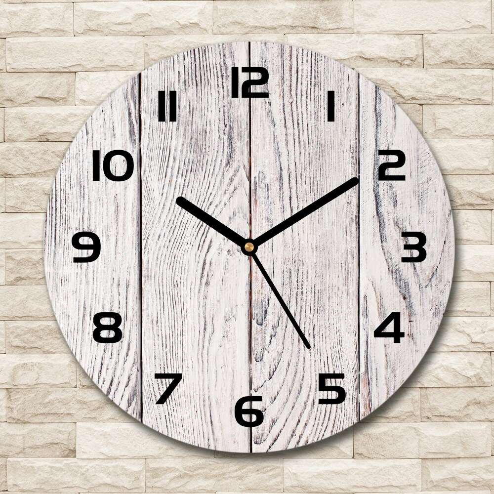 Horloge ronde en verre Mur en bois