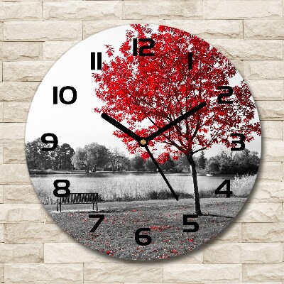 Horloge ronde Arbre rouge