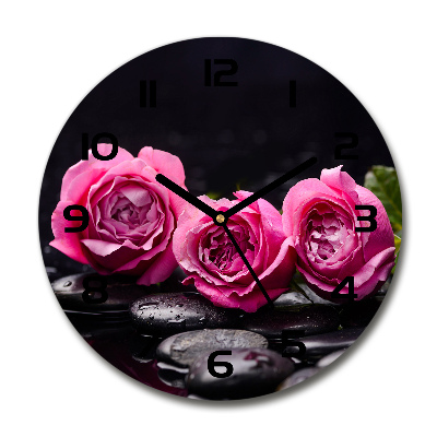 Pendule murale ronde Roses roses