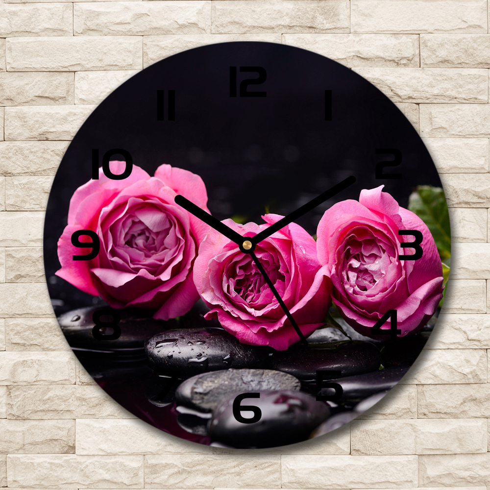 Pendule murale ronde Roses roses