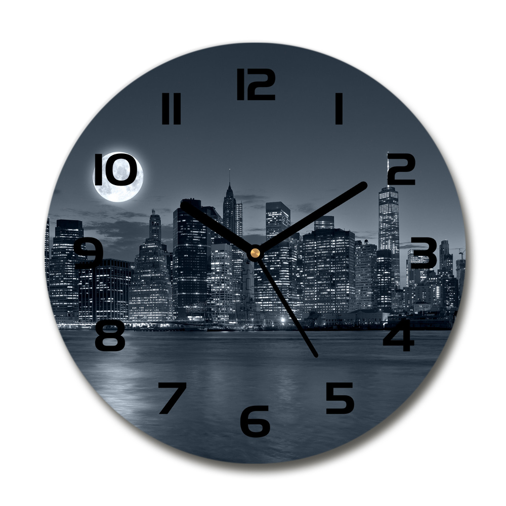 Horloge ronde murale New York de nuit