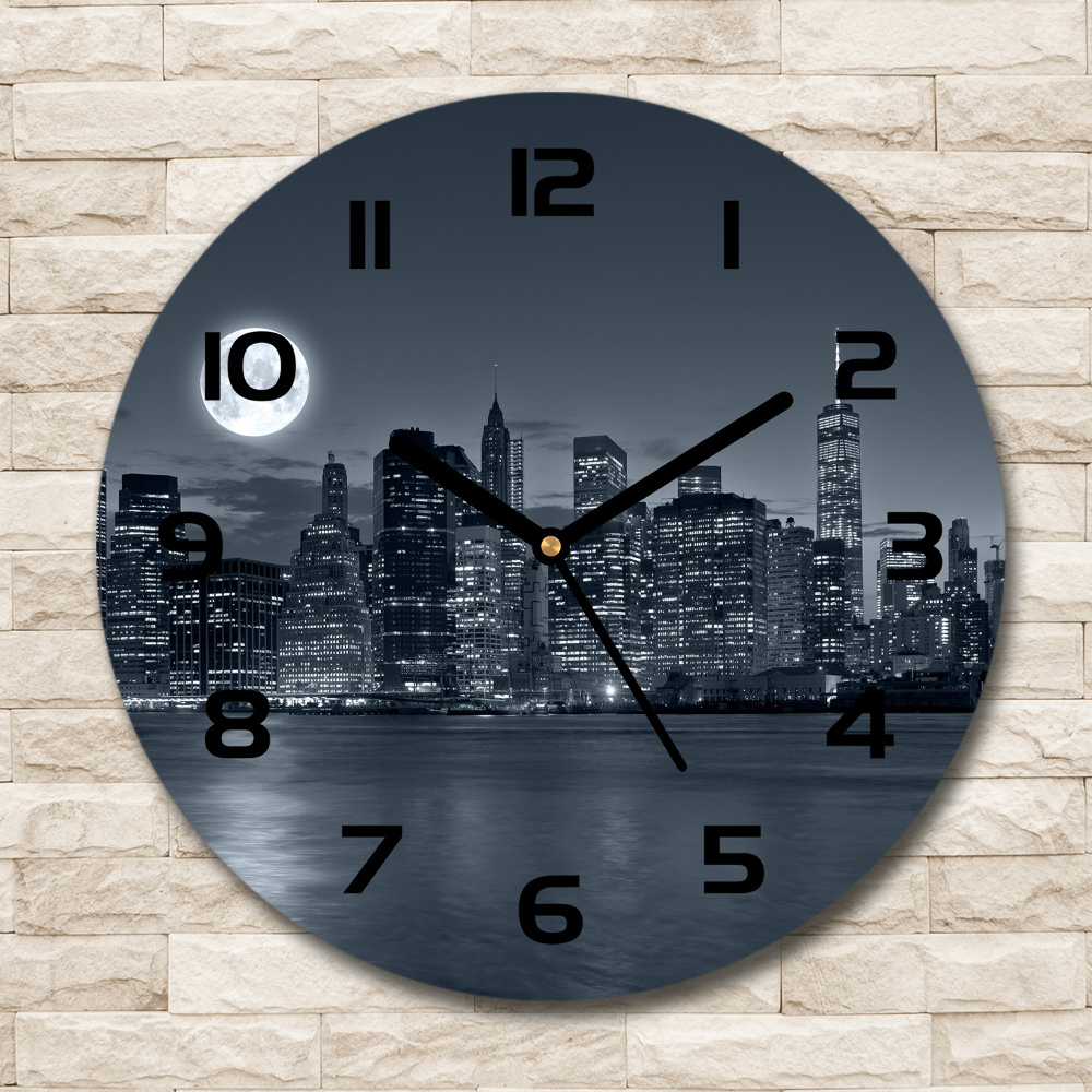 Horloge ronde murale New York de nuit