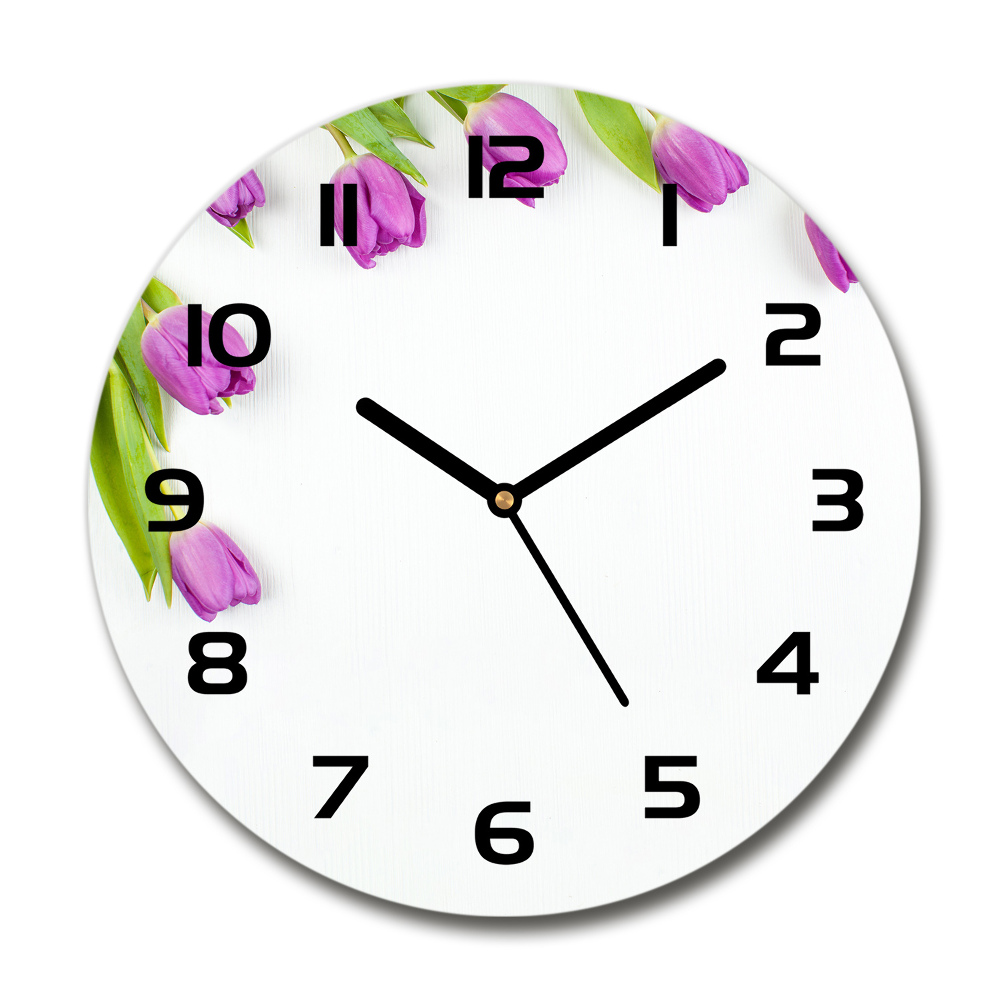 Horloge ronde murale Tulipes violettes