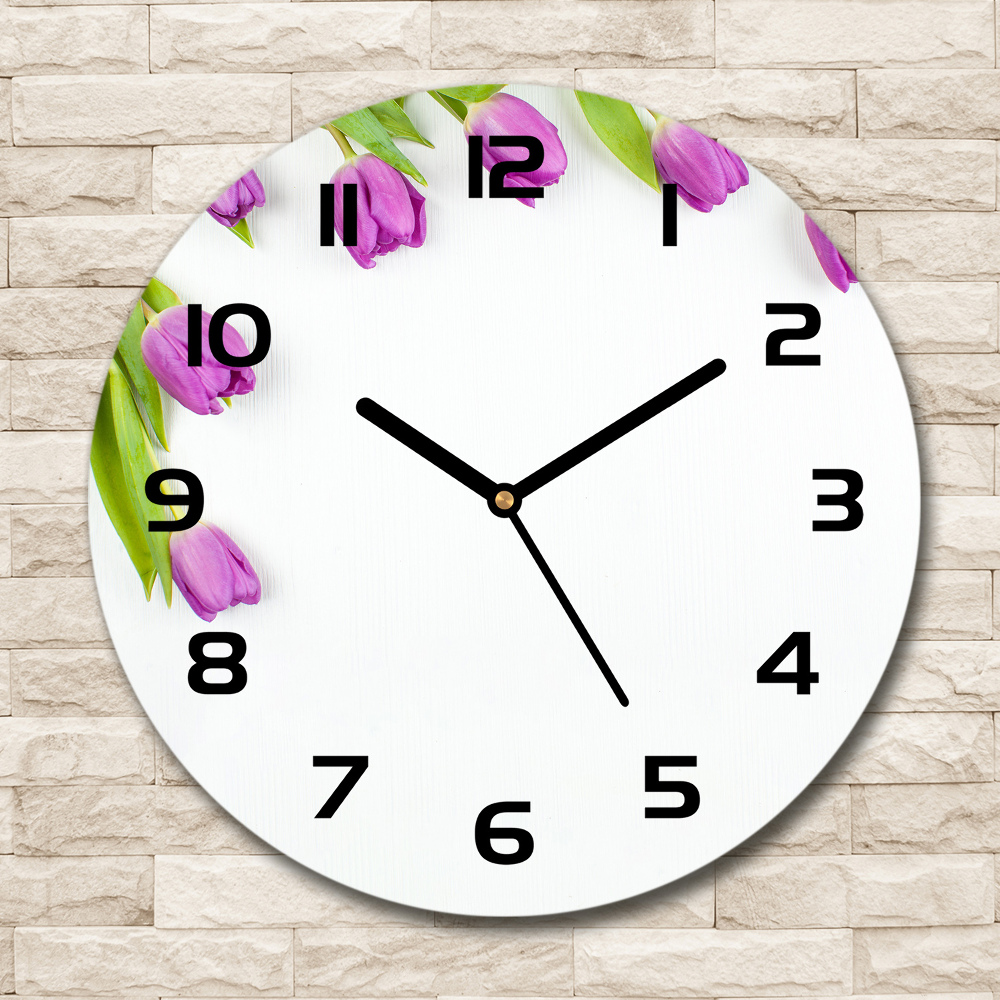 Horloge ronde murale Tulipes violettes