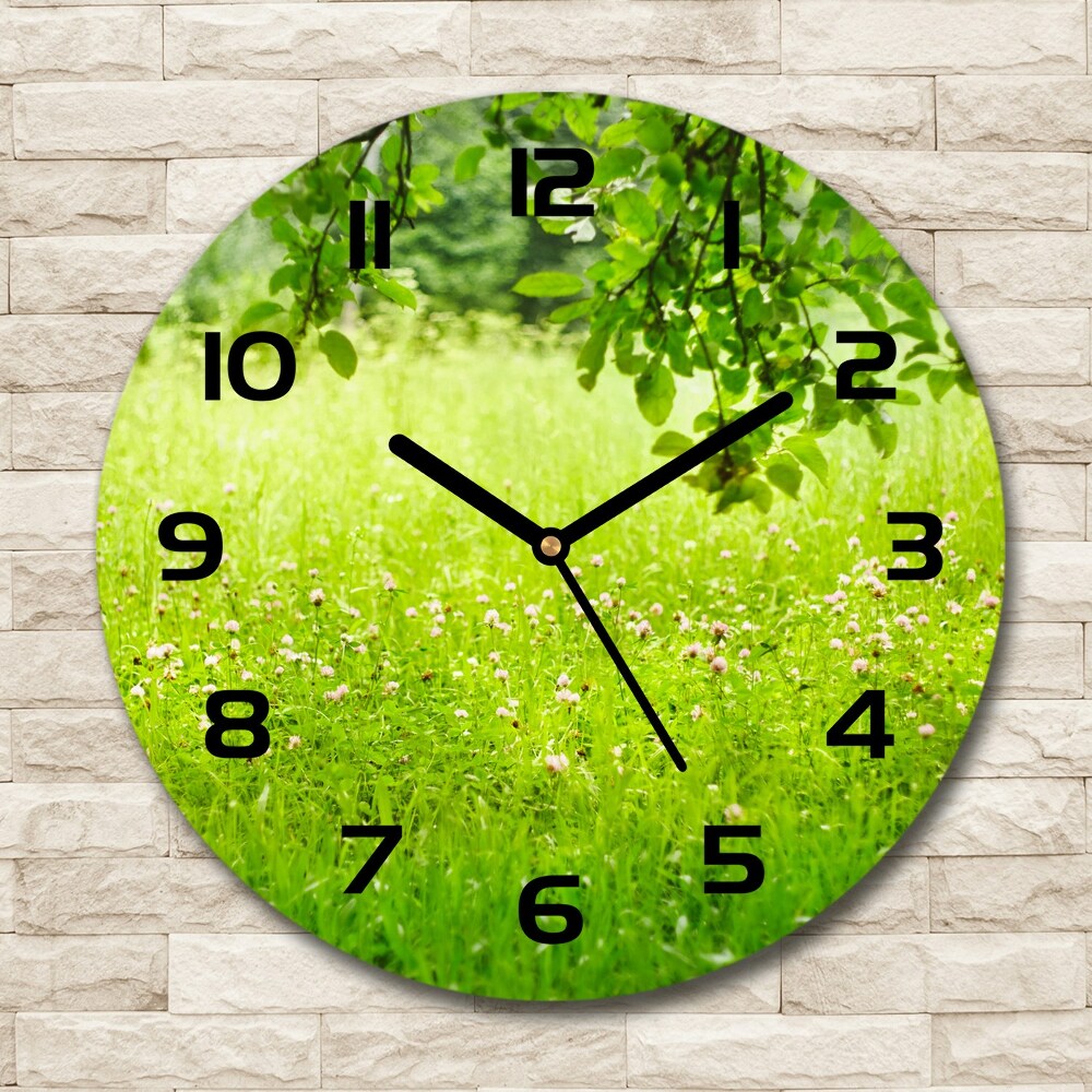 Horloge ronde Prairie verte